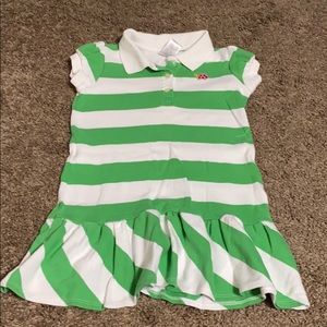 Green and white dress